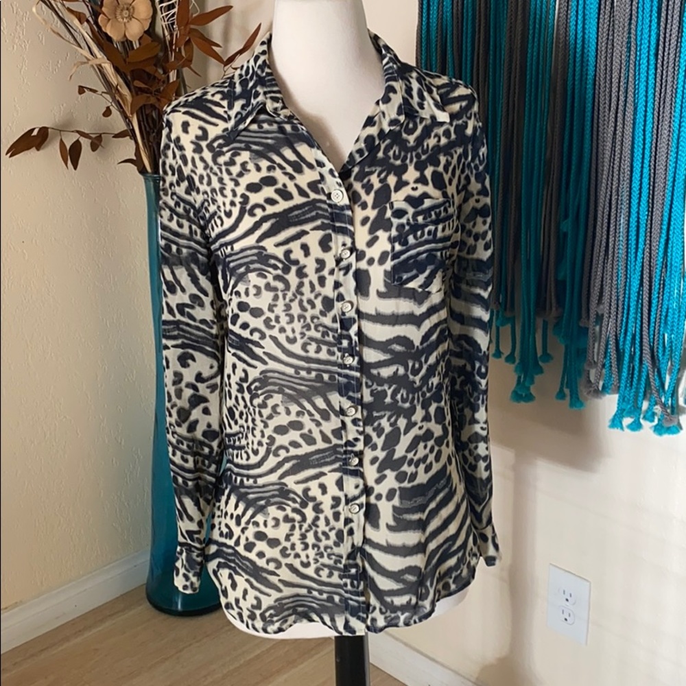Animal print button down